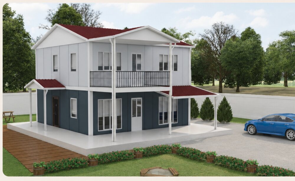 İki katlı prefabrik villa modeli