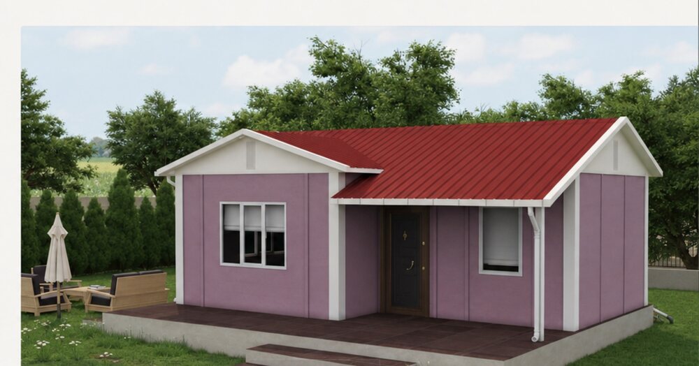 40 m² tek katlı prefabrik bağ evi modeli